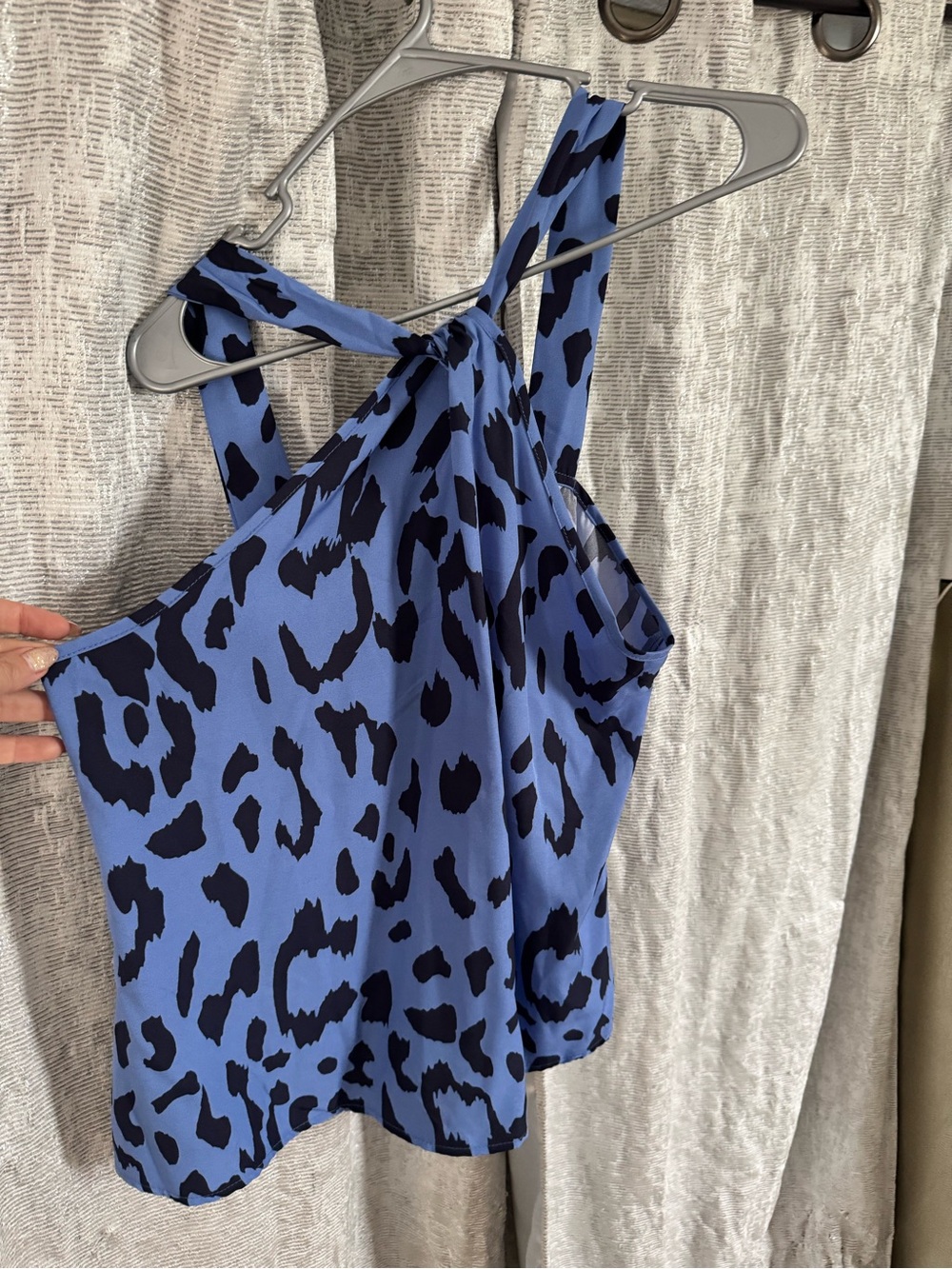 Blue and Black Leopard Print Halter Top